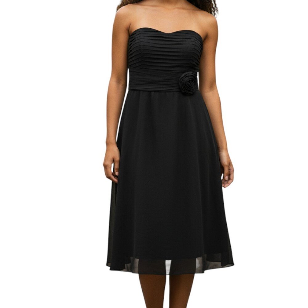 ANN TAYLOR Black Chiffon Sheer Strapless Dress - Size 2 - NWT